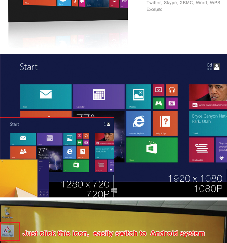 Windows 8.1 の android 4.4 デュアル os 32 グラム大フラッシュ メモリ金属ミニコンピュータ仕入れ・メーカー・工場