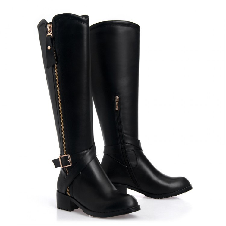 Free Shipping Sexy Women Flats Genuine Leather Knee-length Boots