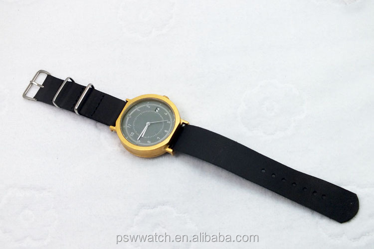 custom made auto date Miyota copper wrist watch leather strap watch watches men