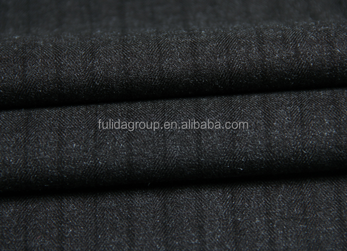 ポリエステルレーヨンスパンデックス黒い太いストライプパターンのファブリックヘリンボーンスーツの生地仕入れ・メーカー・工場