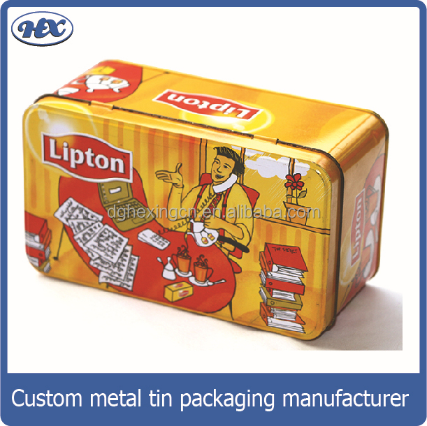 Custom order rectangular metal tin tea box