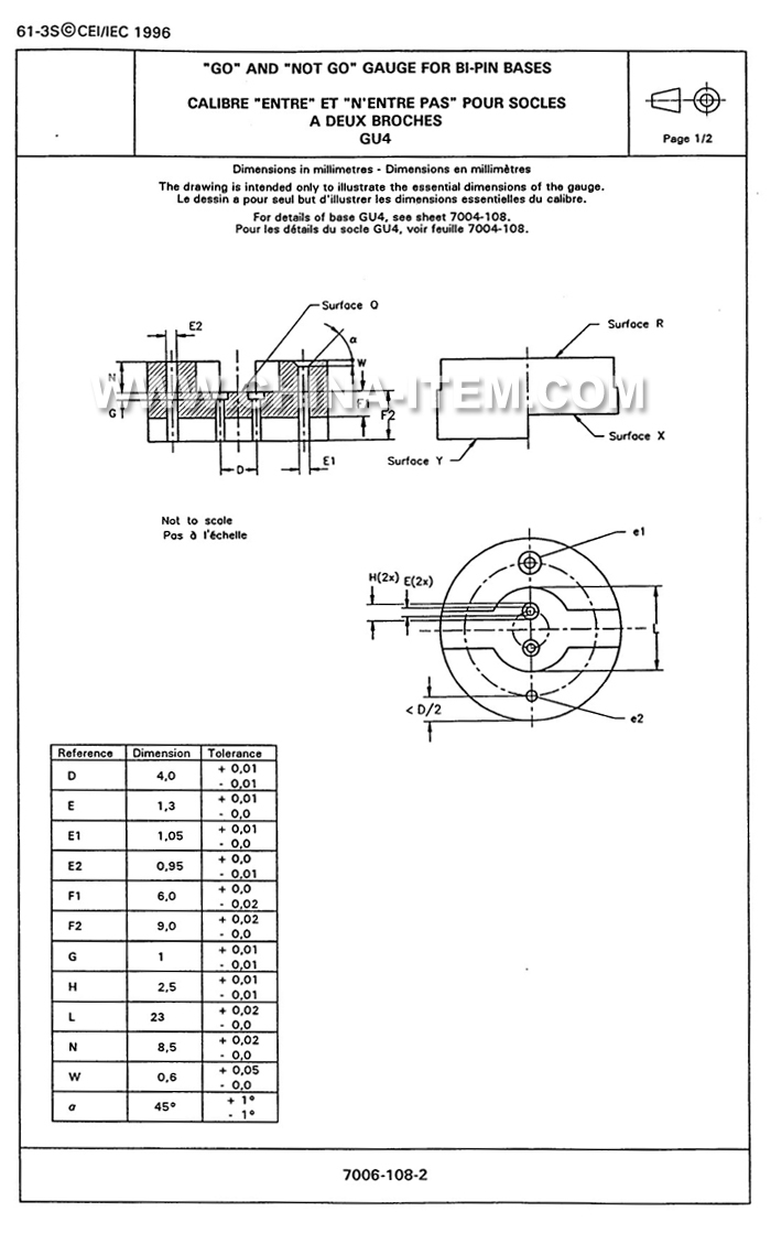 Go and Not Go Gauge for Bi-pin Bases GU4