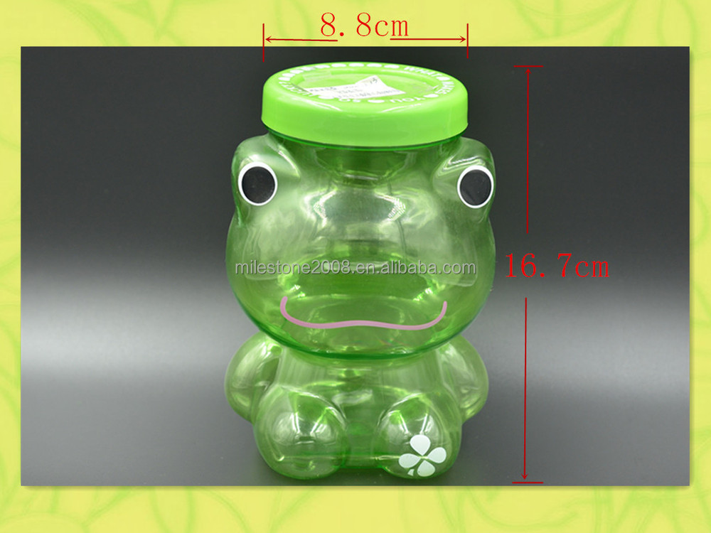 Animal Green Frog Shape Plastic Candy Storage Container With Twisted