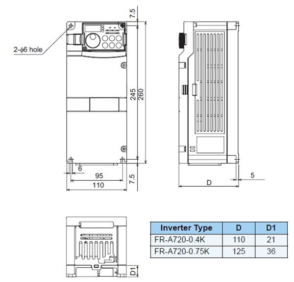 FR-A720-0.4K Dimensions