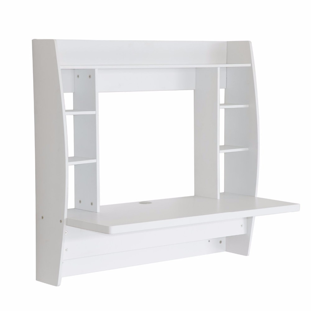 Wood Wall Mounted Floating Desk With Storage White Buy Wall