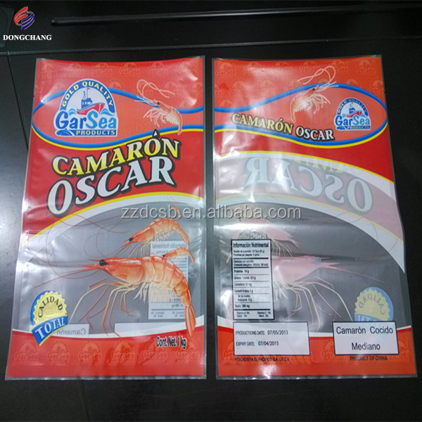 Custom printing plastic frozen mixed seafood bag for seafood packaging