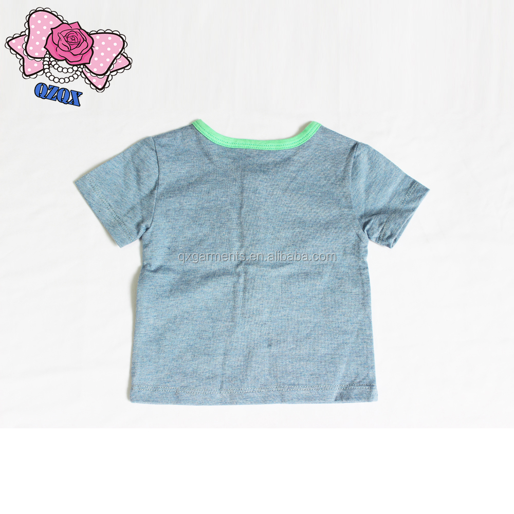 赤ちゃんの男の子のシャツの夏のtシャツ男の子の短い袖の衣類2016前面ポケットtシャツバックルプレーンtシャツ仕入れ・メーカー・工場