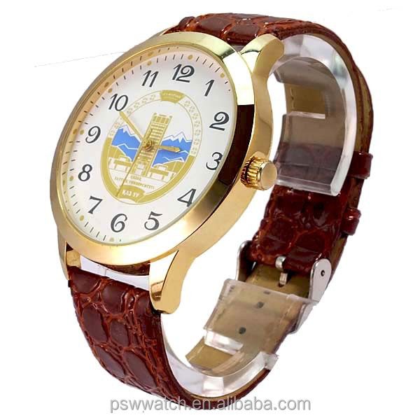 Arabic numbers polished crocodile man leather watches genuine leather watch