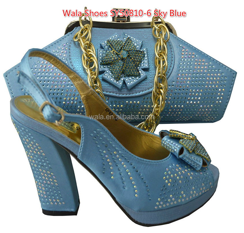 2015 latest italian women matching shoes and bag sky blue shoes and ...