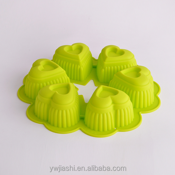 6 Cups Wholesale High Quality Heart Silicone molds cake decorating