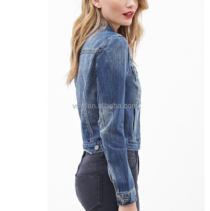 若い少女の短い2015最新のデニムジーンズのジャケット卸売仕入れ・メーカー・工場