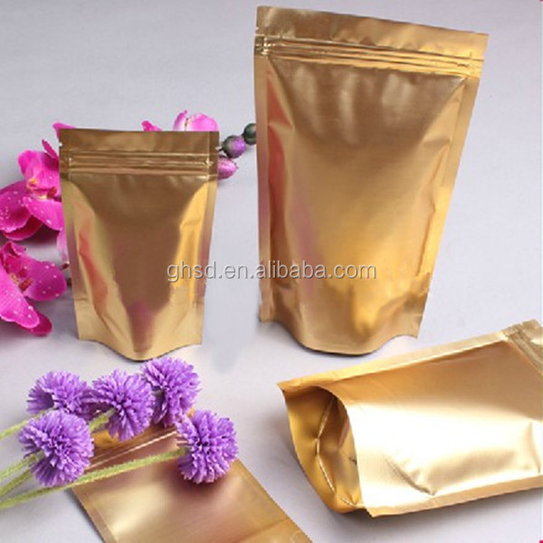 resealable stand up zip lock glossy tea bag