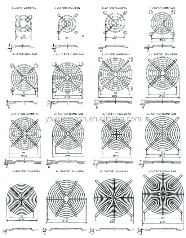Ac用120mm/dc冷却ファンメタルファンガード/グリル仕入れ・メーカー・工場