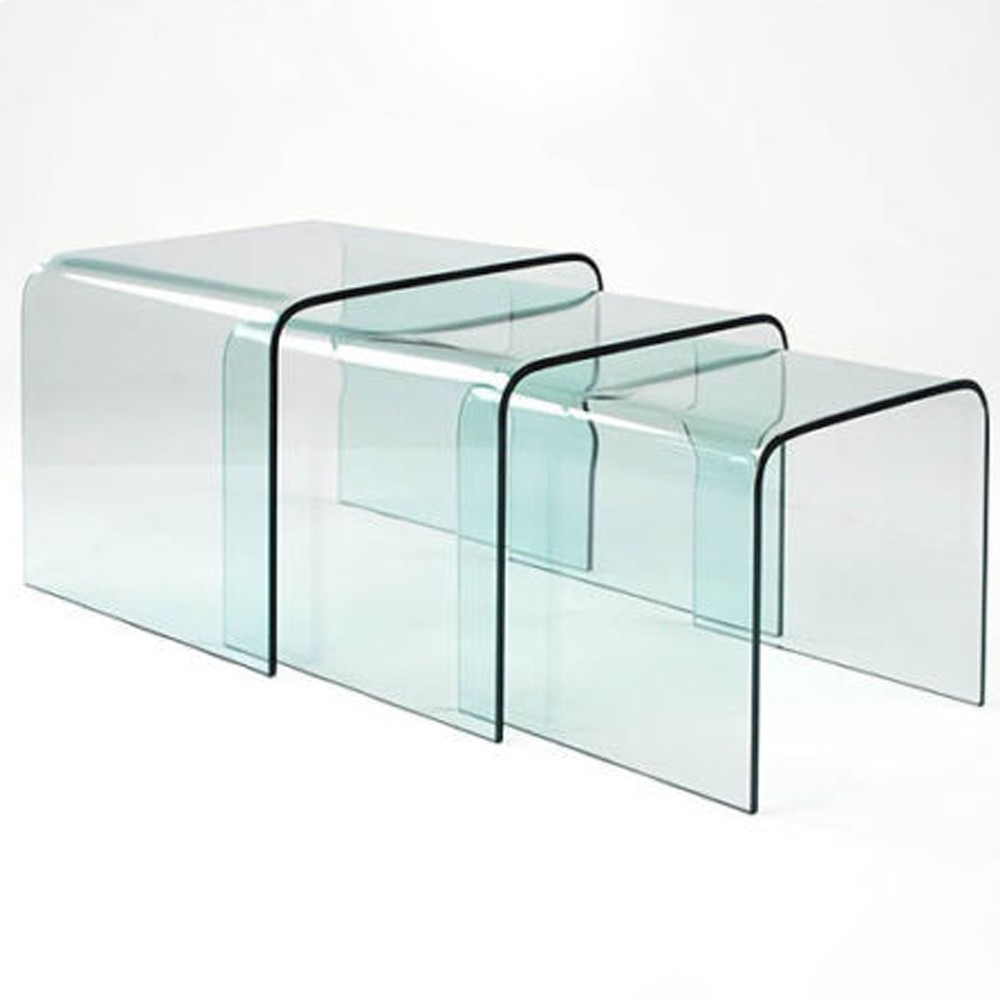 Cube Acrylic Nesting Coffee Table,Lucite Transparent Green Bent Coffee