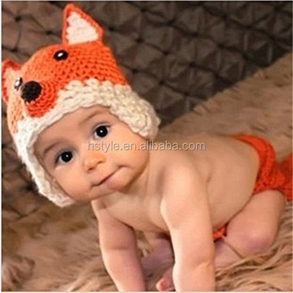 Cute Cartoon Fox Style Infant Newborn Baby Girl Boy Crochet Beanie Hat Clothes Baby Photograph Props A007 (1).jpg