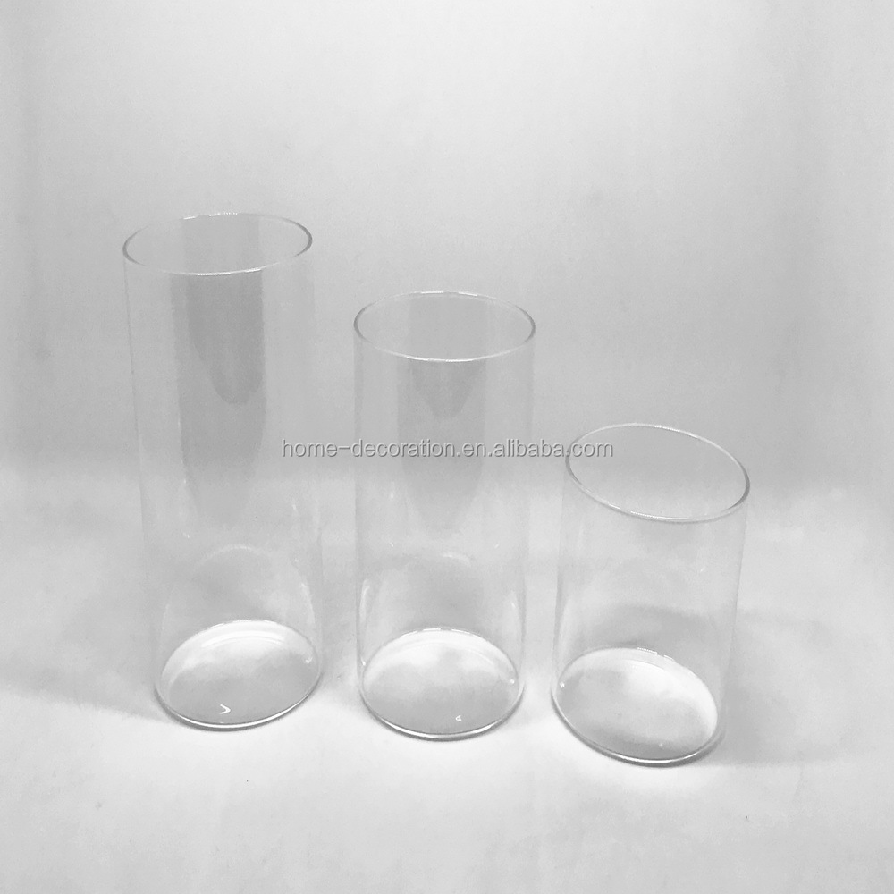 Cheap Tall Large Clear Borosilicate Glass Cylinder Vases For