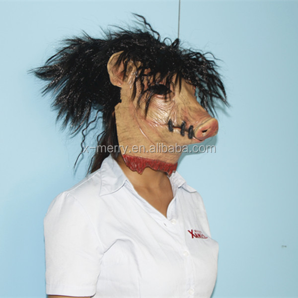 X- 陽気糸鋸ＰＩＧＭＡＳＫ-- ゴム製の動物の怖いマスク--- のためのラテックスハロウィーンマスクカーニバルパーティー仕入れ・メーカー・工場
