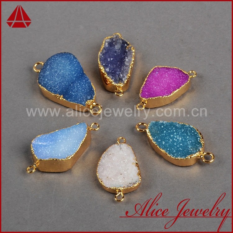 Wholesale slice agate druzy connector, fashion chalcedony jewelry ...