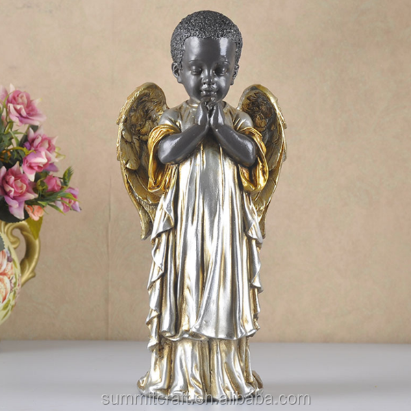 resin praying black angel statues boy angel figurines wholesale