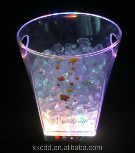12L flashing different colors light Cheers colorful Champagne LED ice bucket transparent LED plastic ice bucket