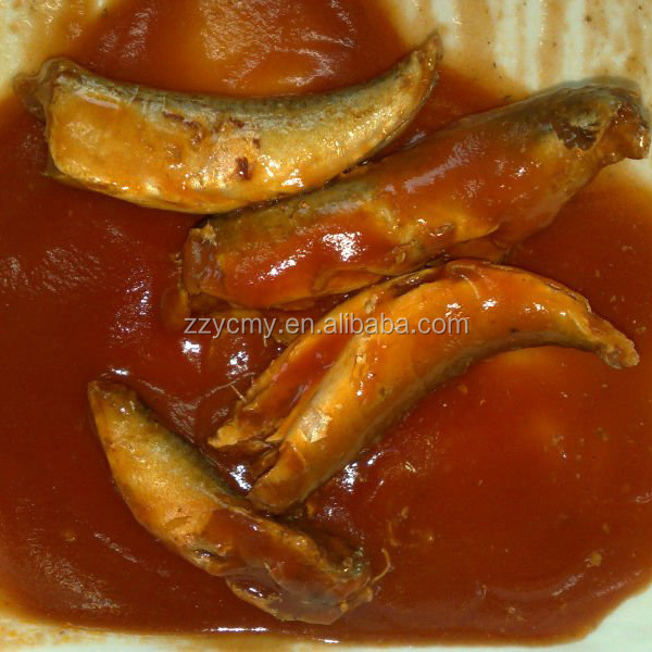 mackerel in tomato sauce in tin can
