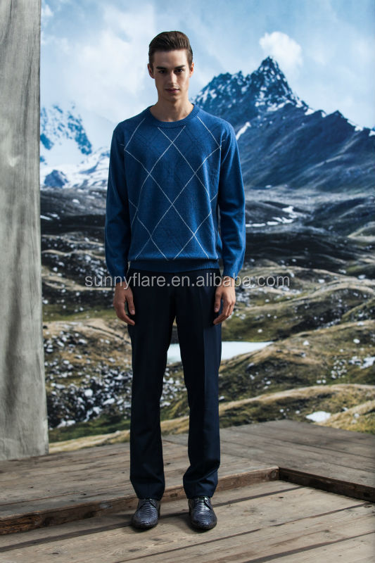新しいファッションの男性の編み物2014年ピュア　カシミヤラウンドネックプルオーバー仕入れ・メーカー・工場