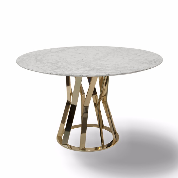 China Gold Supplier Round Quartz Dining Table Tops With Stainless Steel