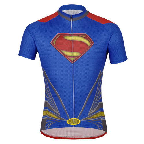 スーパーマンスタイル面白い服半袖サイクリングジャージビブショーツセットメンズ自転車卸売ポリエステルスポーツウェア問屋・仕入れ・卸・卸売り