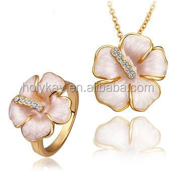 2014年ファッションジュエリーセット、 金メッキ宝石の花のペンダント問屋・仕入れ・卸・卸売り