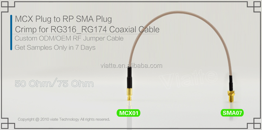 Mcxプラグ/maleはrpsmajack/rg316_rg174用メス圧着コネクタ同軸cabl仕入れ・メーカー・工場