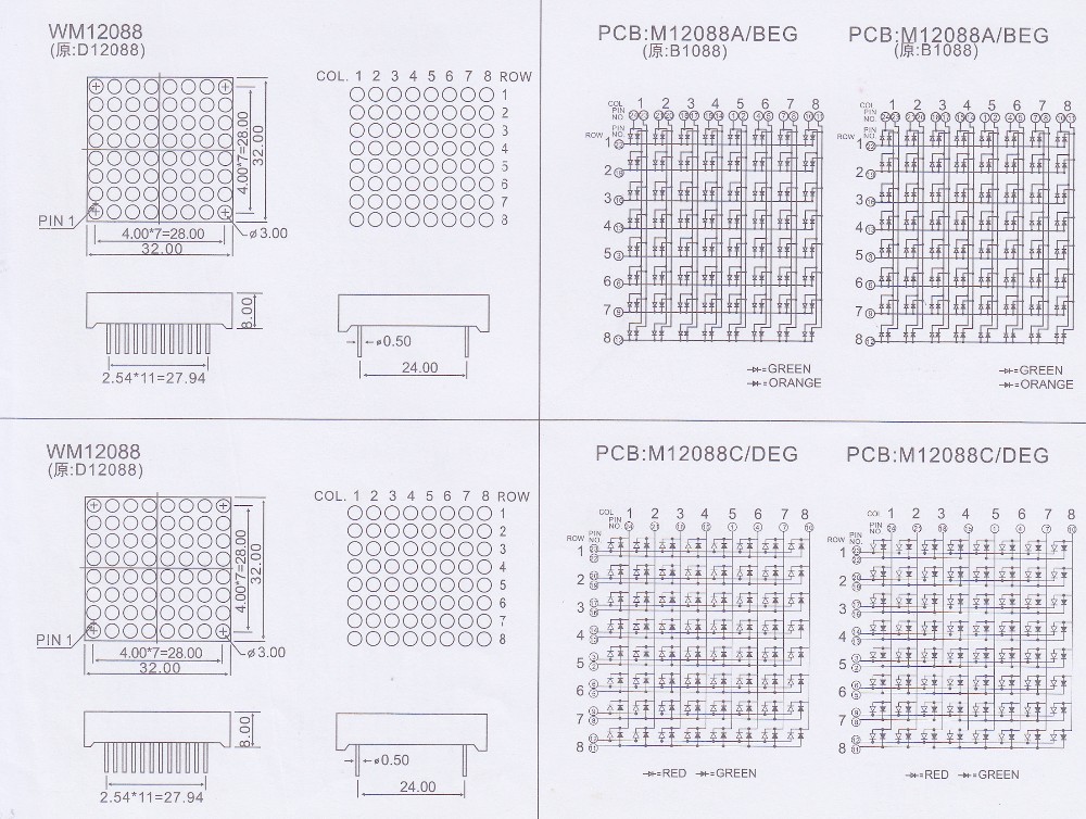 Bi-color Dot Matrix led Display 8x8 led dot matrix