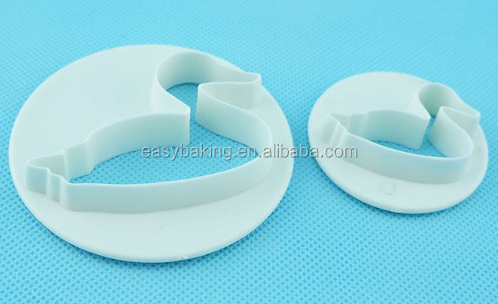 2pcs swan plastic custom fondant cake decorating cutter