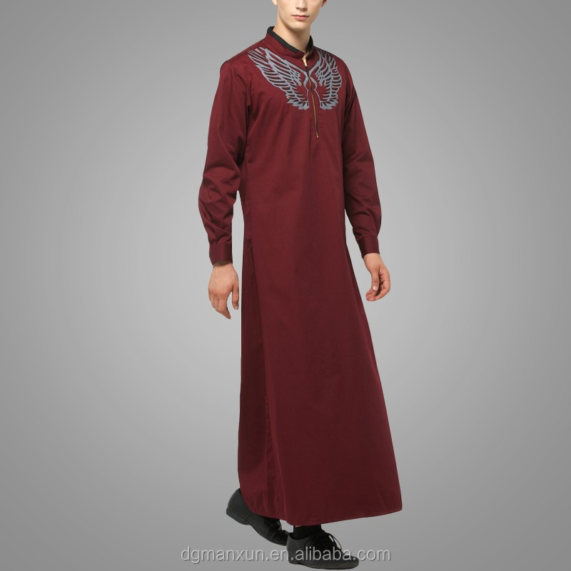 2016 Design Mens Islamic Thobe Saudi Style Robe Arab Sayyid Thobe Maroon (3).jpg