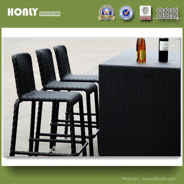 Designs metal frame rattan bar set outdoor wicker high dining bar set