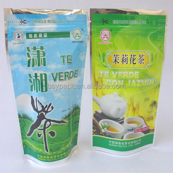 Custom printed matte suiface handling stand up aluminum foil tea bag with zipper