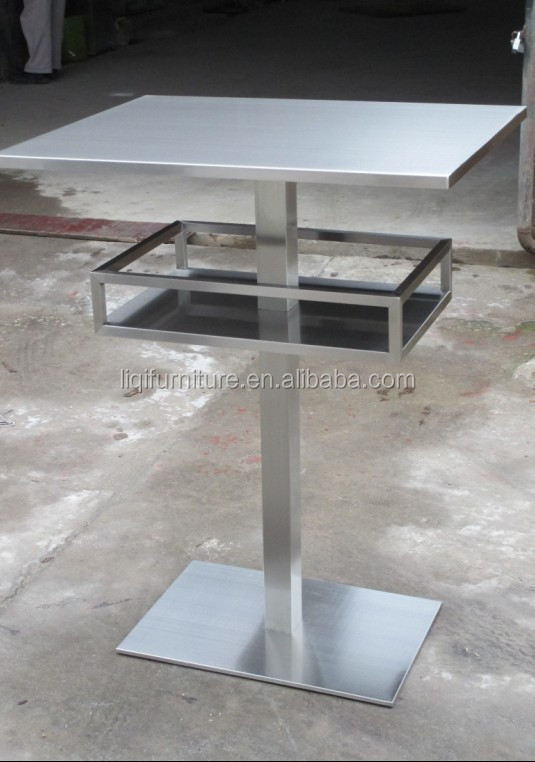 高品質な起毛ステンレス鋼のカクテルバーテーブル二重層lq- bt204b問屋・仕入れ・卸・卸売り