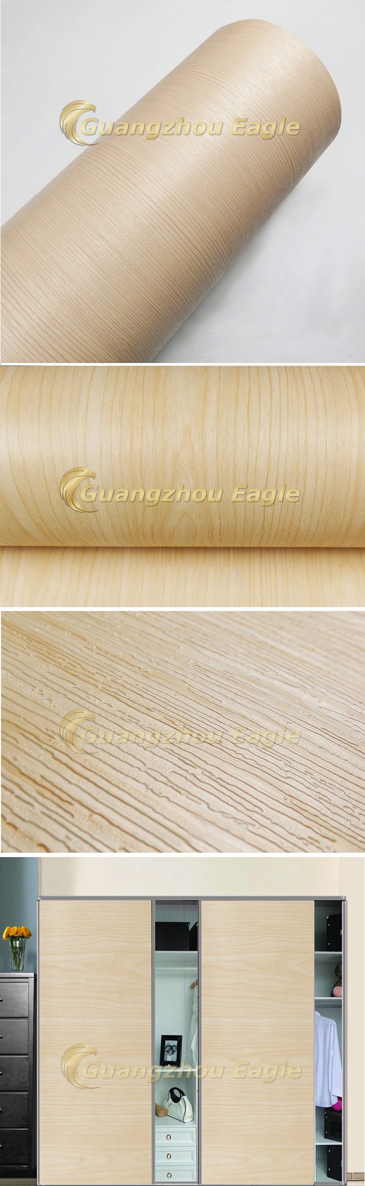 Texture Laminate Kitchen Cabinet Wrap Self Adhesive Wallpaper Wall Paper Furniture Sticker Vinyl Wood Grain PVC Film For Sale
