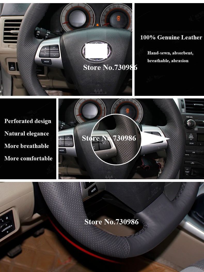 for Toyota Corolla RAV4 WISH Matrix 2011 2012 Leather Steering Wheel Cover 2