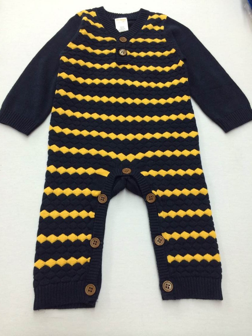 ファッションデザイン黄色ストライプロングスリーブ冬セーター幼児男の子ジャンプスーツ仕入れ・メーカー・工場