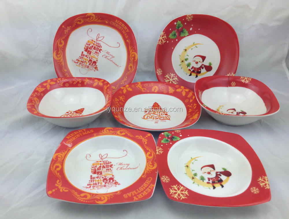 Ceramic Christmas Plates And Bowls / Ceramic Christmas Dinnerware Set