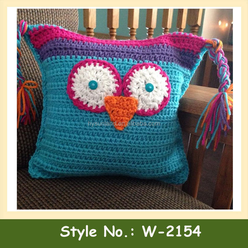 W 2154 Animal Knit Pillow Cover Knitted Owl Cushion Cover Crochet