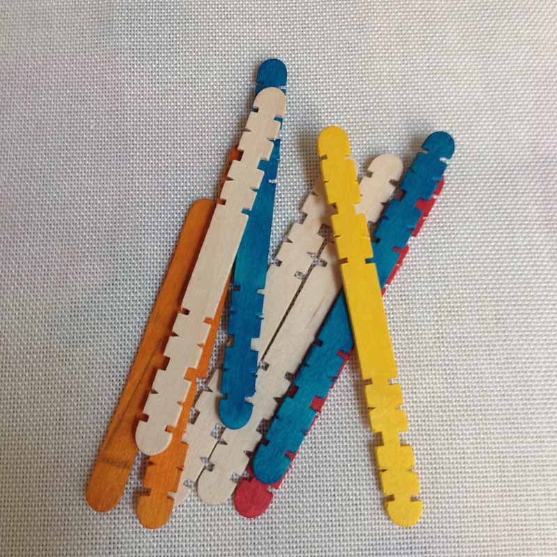 Kids Craft Colored Wooden Ice Cream Sticks With Gap Model Toy 114*10