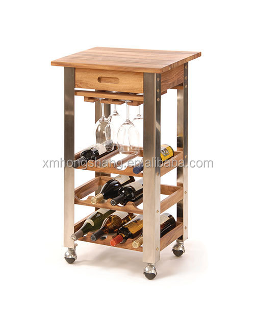 Diy gebouwd in staande houten keuken trolley wijnrek weer te geven ...