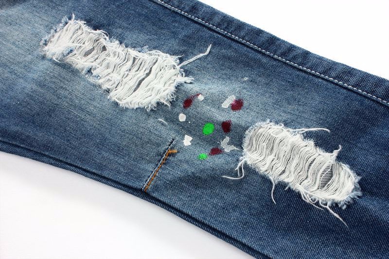 Oem男の子カジュアルファッションデニム破れた弾性ウエストバンド子供刺繍入りジーンズ仕入れ・メーカー・工場