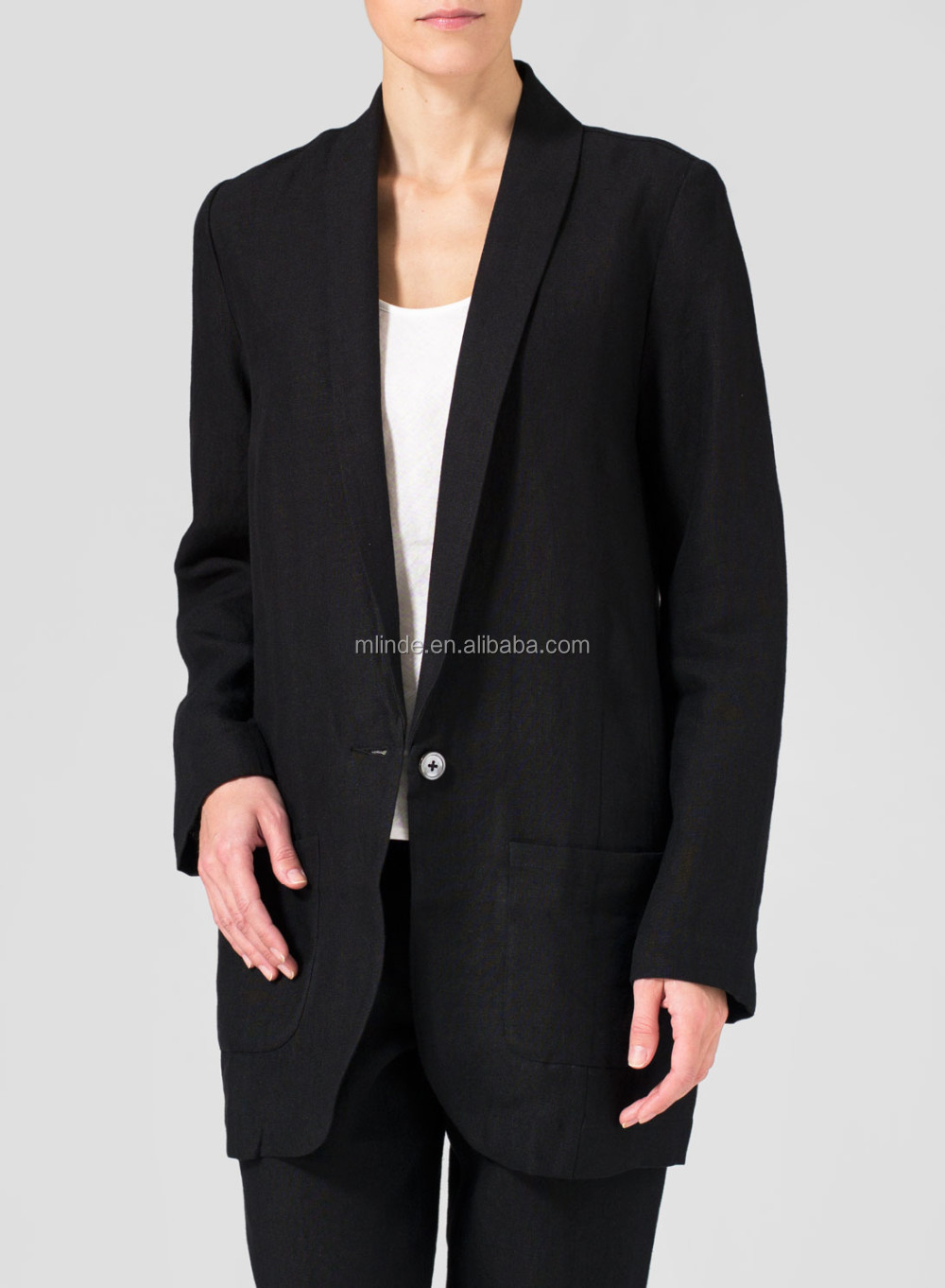 Softly Boyfriend Style Blazers Women Unlined Linen Long Sleeve Jacket