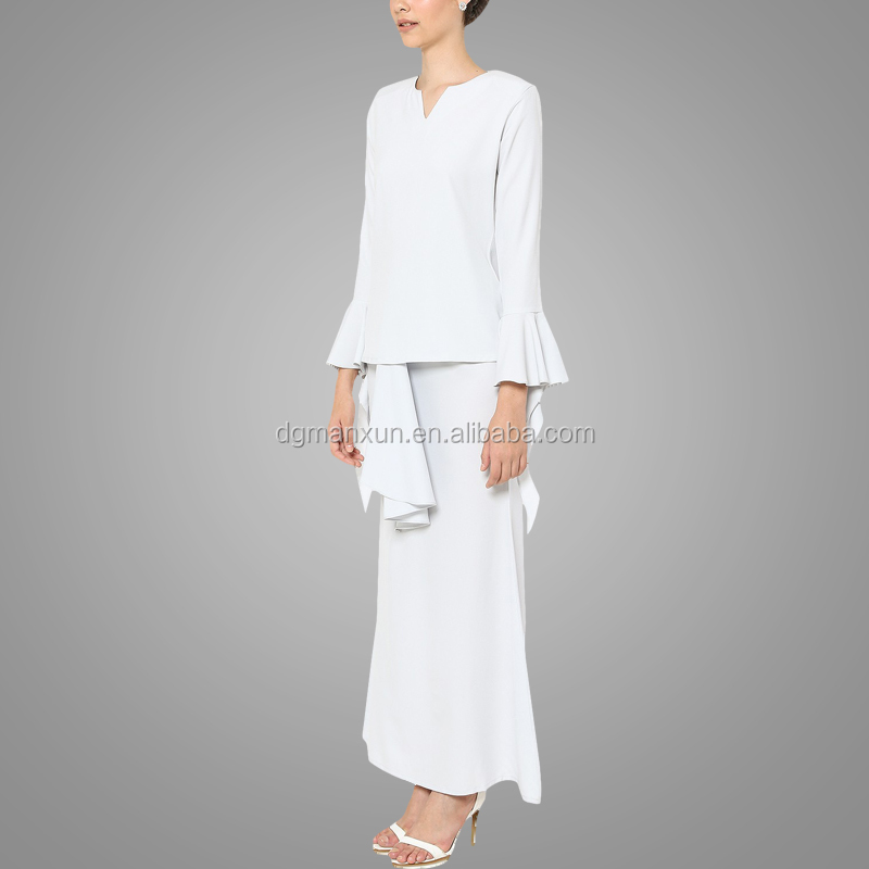 Newest white muslim women baju kurung wholesale islamic plus size women clothing2.jpg