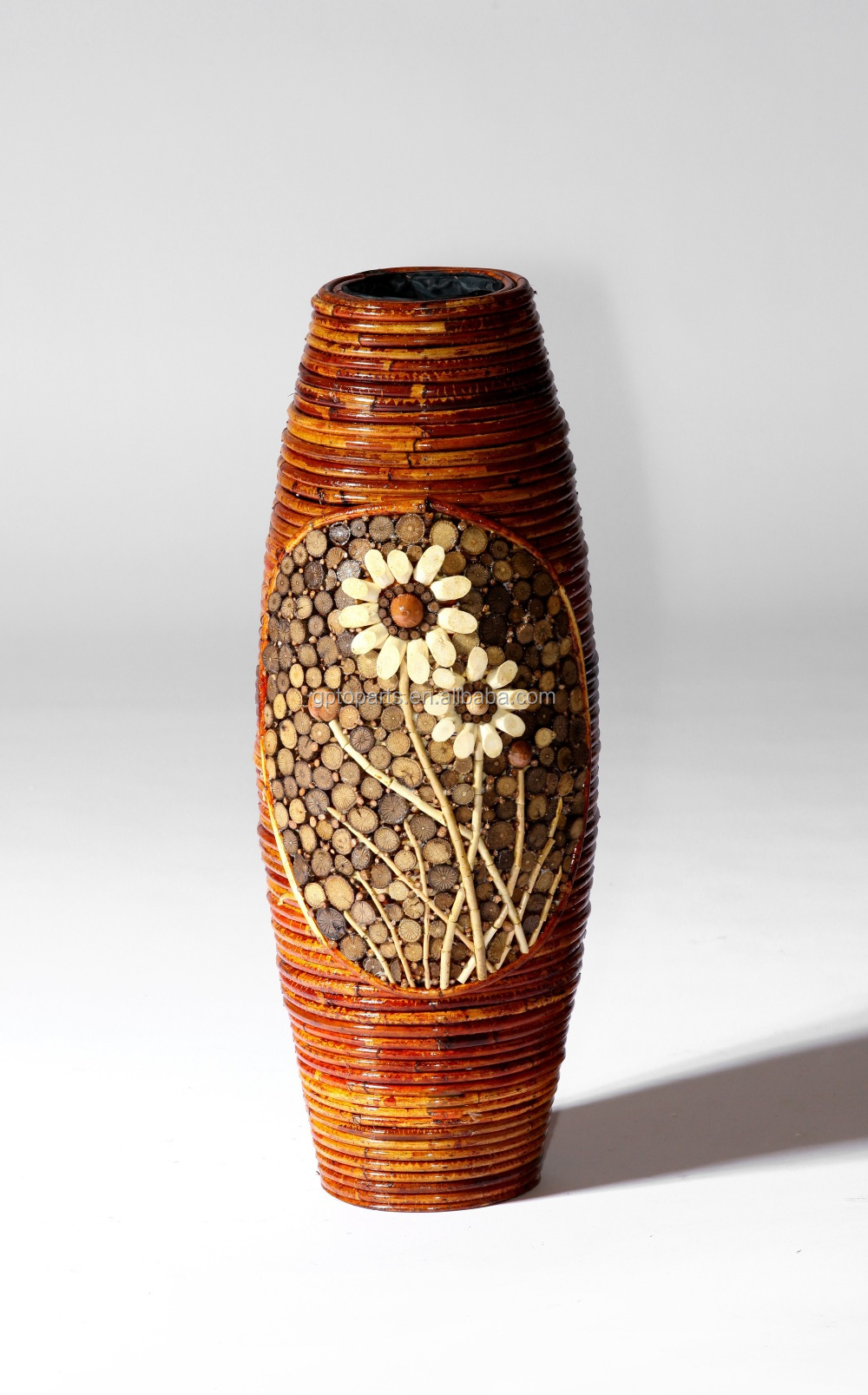 80cm Coarse Rattan Vase French Woven Pattern Bottle Wood Flower