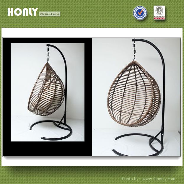 Wicker hanging garden swing chair wrought iron leisure garden swing chair
