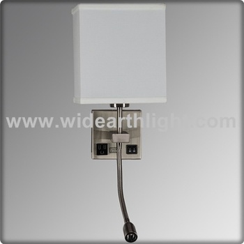 Ul Listed Brushed Nickel Wall Sconce With Power Outlet And Reading Led Light W20266 - Buy Wall ...