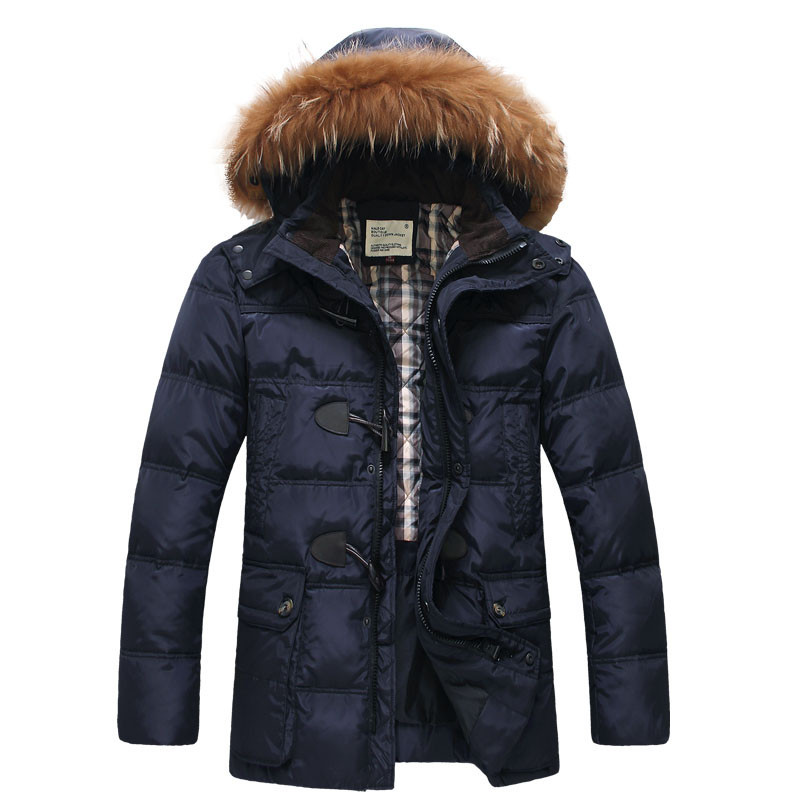 Купить куртка хлопок капюшон, мужская зима тёплый большие мех воротник тепловой